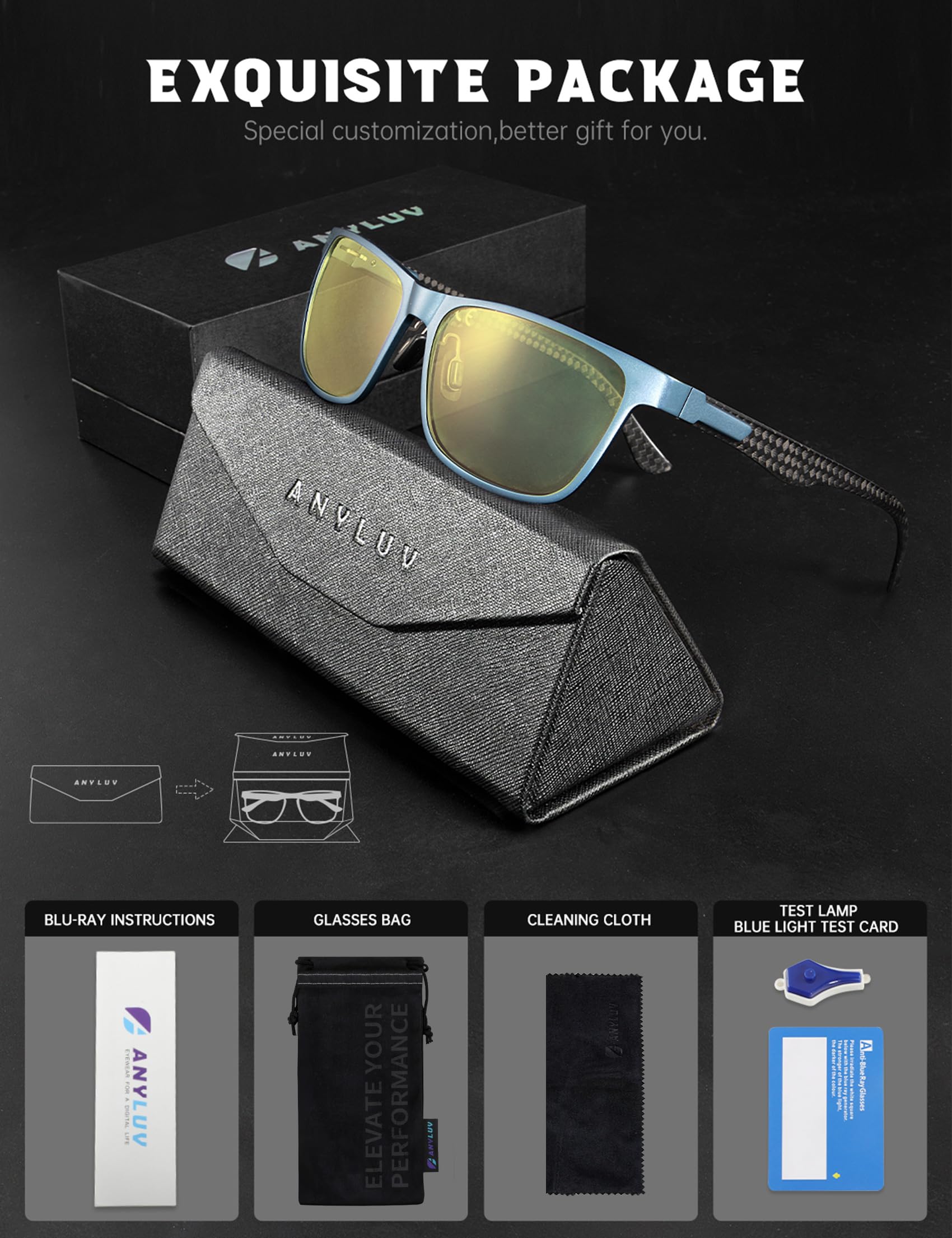 Foto 8 pulgar | Gafas De Bloqueo De Luz Azul Anyluv Para Hombre Al-mg Metal - Venta Internacional.