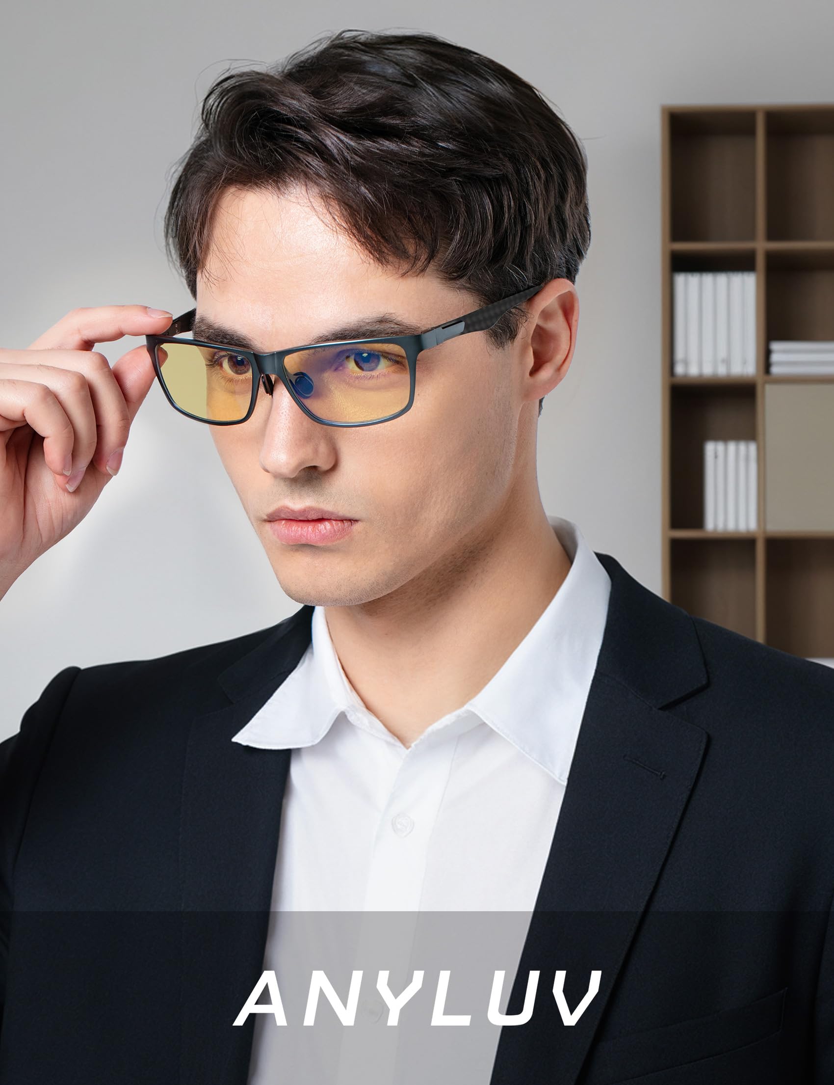 Foto 2 | Gafas De Bloqueo De Luz Azul Anyluv Para Hombre Al-mg Metal - Venta Internacional.