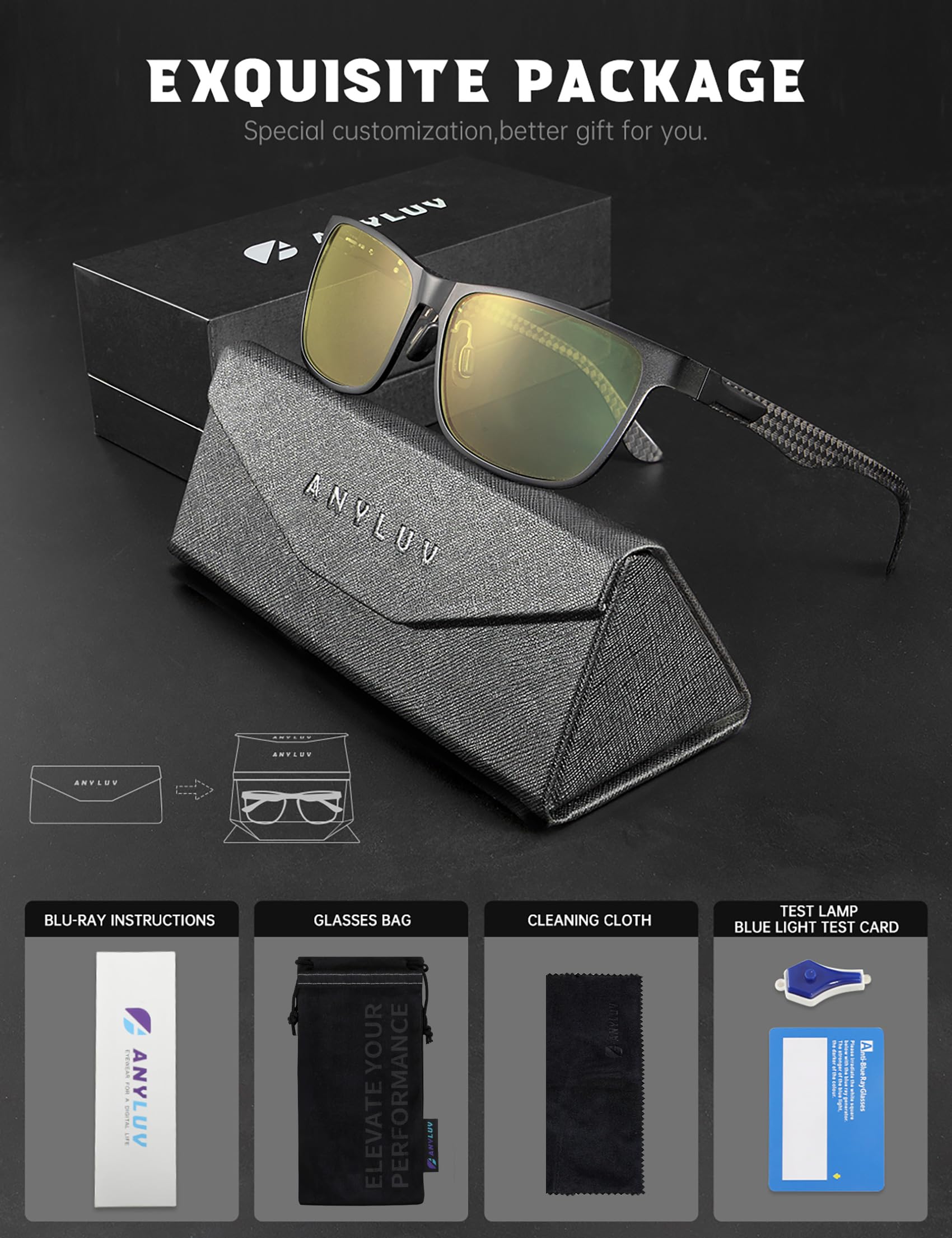 Foto 8 pulgar | Gafas De Bloqueo De Luz Azul Anyluv Para Hombre Al-mg Metal - Venta Internacional.