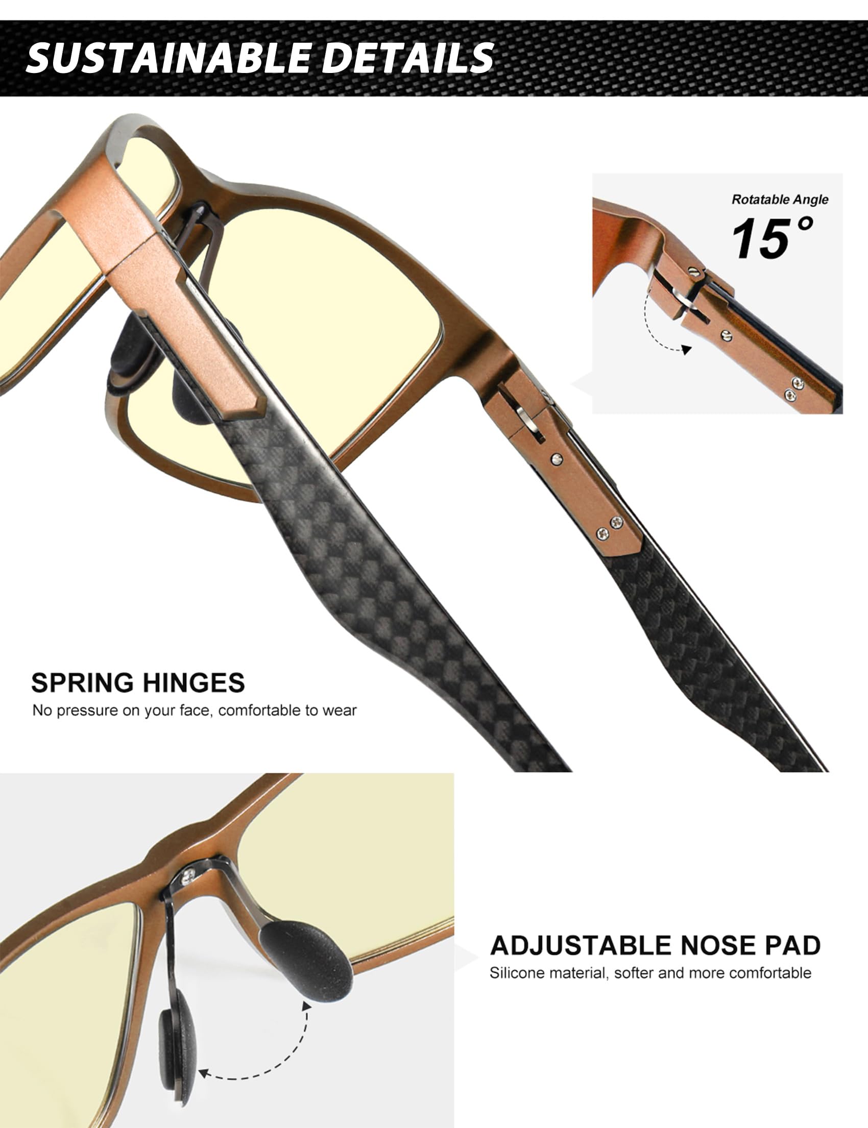 Foto 5 pulgar | Gafas De Bloqueo De Luz Azul Anyluv Para Hombre Al-mg Metal - Venta Internacional.