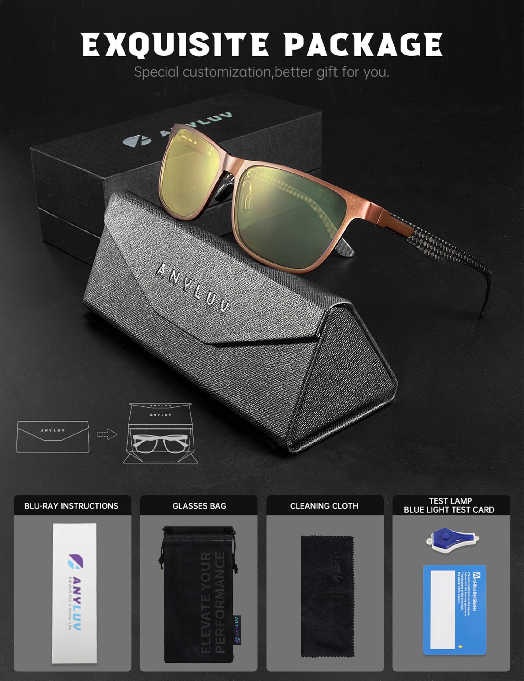 Foto 8 pulgar | Gafas De Bloqueo De Luz Azul Anyluv Para Hombre Al-mg Metal - Venta Internacional.