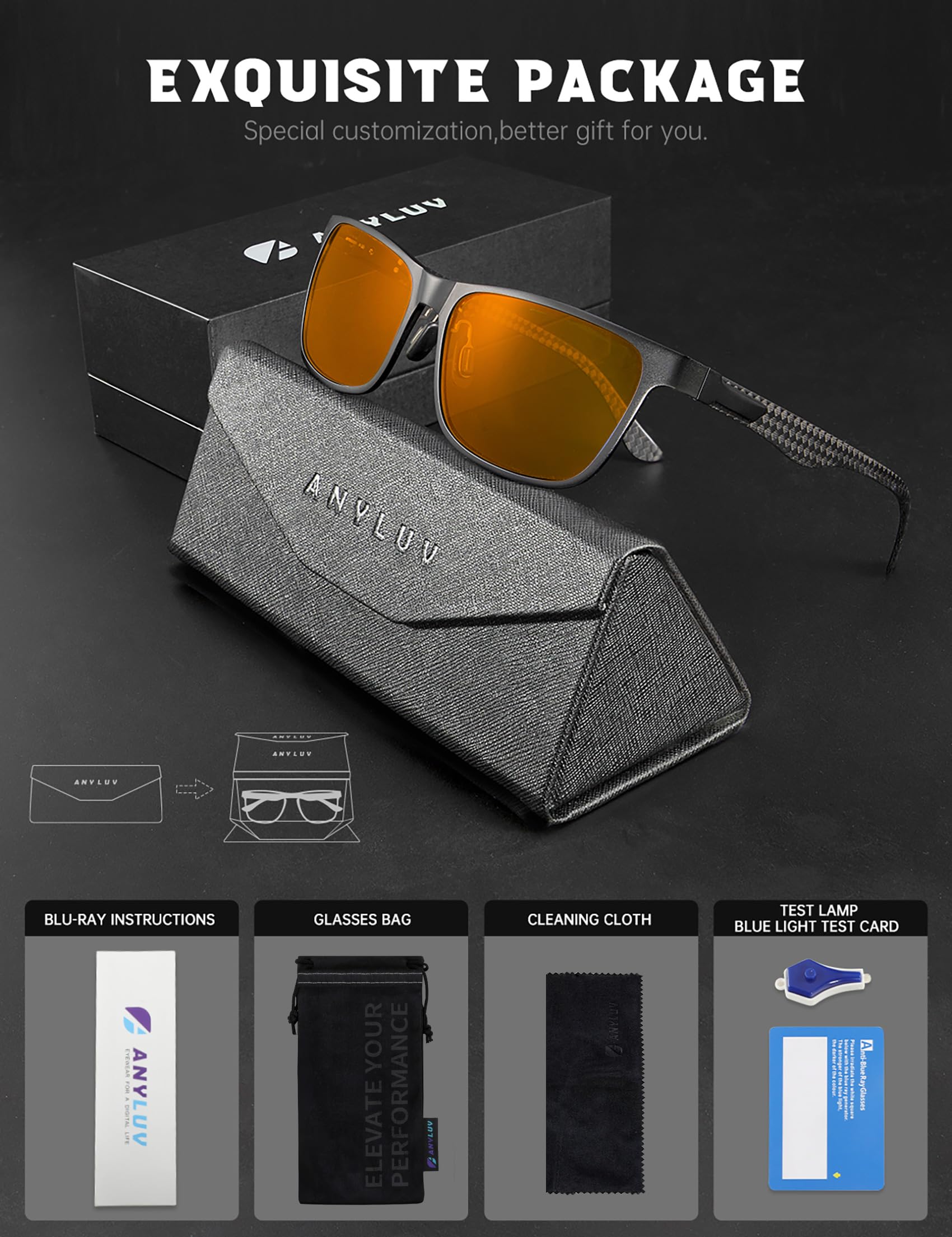 Foto 8 pulgar | Gafas De Bloqueo De Luz Azul Anyluv Para Hombre Al-mg Metal - Venta Internacional.