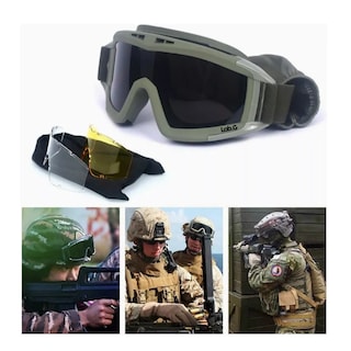 Foto 2 | Goggle Militar Táctico Lentes Gotcha Policía Careta Gafas Lab.g Negro Con Verde Olivo