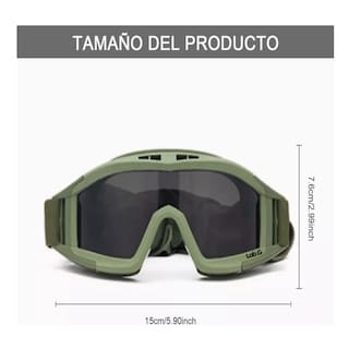 Foto 3 | Goggle Militar Táctico Lentes Gotcha Policía Careta Gafas Lab.g Negro Con Verde Olivo