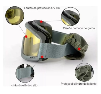 Foto 4 | Goggle Militar Táctico Lentes Gotcha Policía Careta Gafas Lab.g Negro Con Verde Olivo