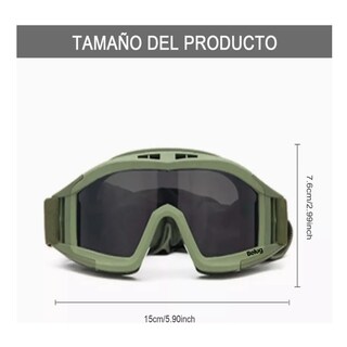 Foto 3 | Goggle Militar Táctico Lentes Gotcha Policía Careta Gafas Belug Negro Con Verde Olivo