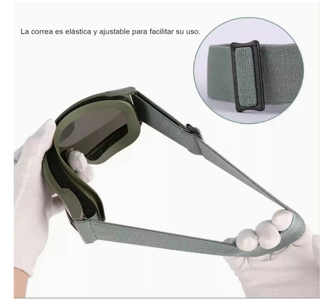 Foto 6 pulgar | Goggle Militar Táctico Lentes Gotcha Policía Careta Gafas Belug  Negro Con Verde Olivo