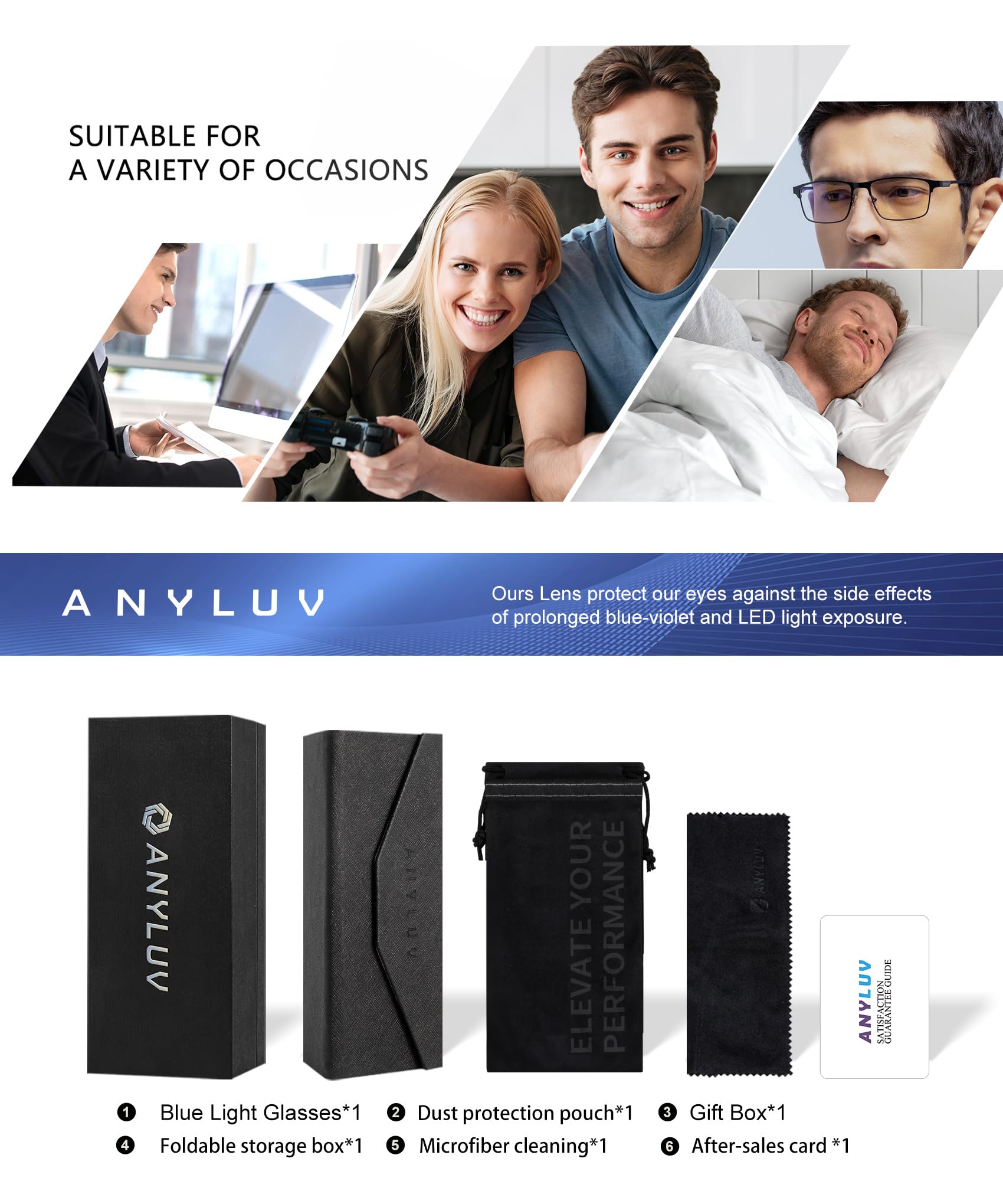 Foto 8 pulgar | Gafas De Bloqueo De Luz Azul Anyluv Para Hombres/mujeres - Venta Internacional.