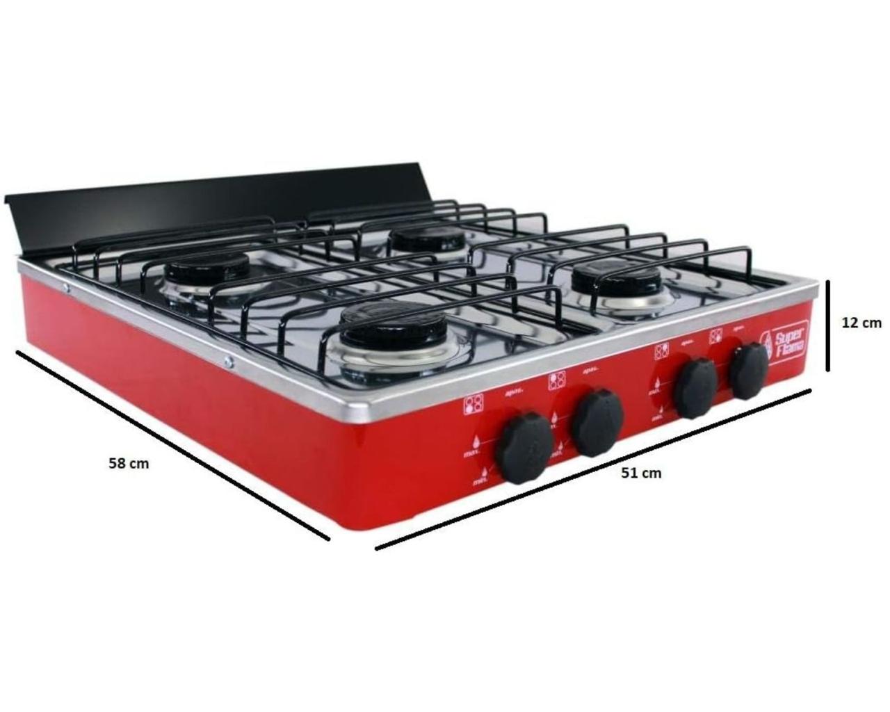 Foto 4 | Estufa de Mesa Super Flama 4 Quemadores 4Q-R Roja