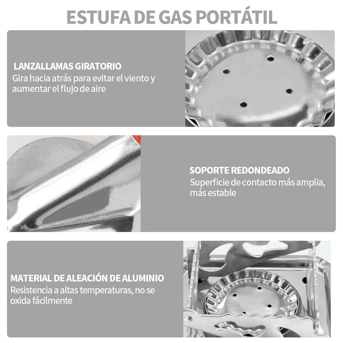 Foto 6 pulgar | Mini Estufa De Camping Kimhi Portatil Plegable De Acero Inoxidable
