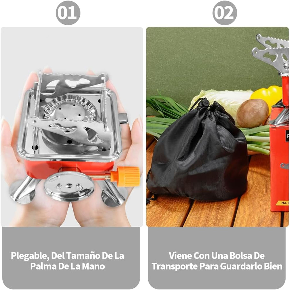 Foto 6 | Mini Estufa De Camping Kimhi Portatil Plegable De Acero Inoxidable