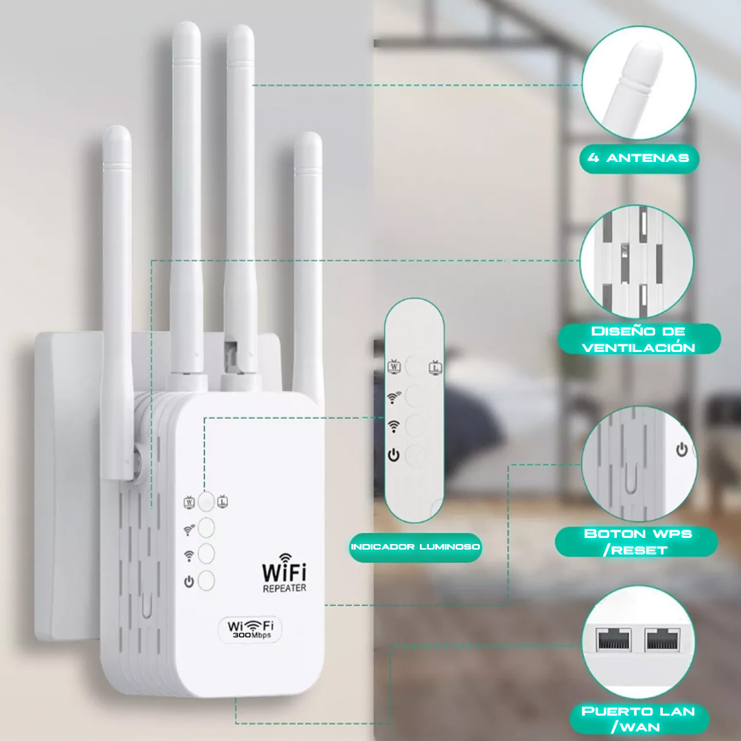 Foto 6 | Repetidor Wifi Store Cline Inalámbrico con 4 Antenas