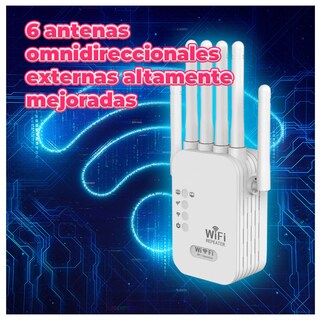 Foto 6 | Repetidor Extensor De Señal Wifi De 1200 Mbps Con 6 Antenas Y Tecnología Dual Band 2.4 Ghz + 5 Ghz