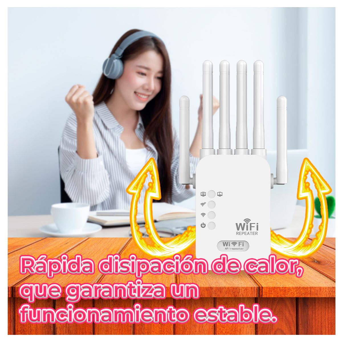 Foto 8 pulgar | Repetidor Extensor De Señal Wifi De 1200 Mbps Con 6 Antenas Y Tecnología Dual Band 2.4 Ghz + 5 Ghz