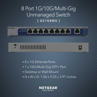 Foto 2 | Conmutador Netgear GS108MX Multi-Gigabit Ethernet de 8 Puertos 1g/10g - Venta Internacional