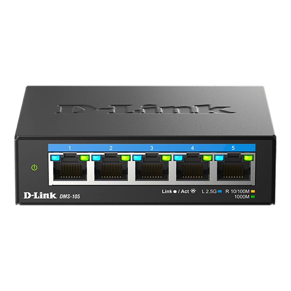 Conmutador para Juegos D-Link DMS-105 de 5 Puertos y 2,5 GB de Red No Gestionada - Venta Internacional