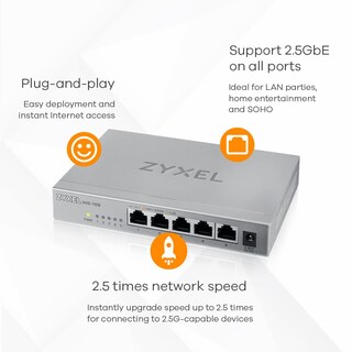 Foto 4 | Conmutador Zyxel de 5 Puertos y 2,5 GB Multigig Ethernet no Gestionado MG-105 - Venta Internacional