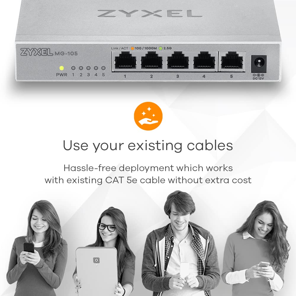 Foto 6 | Conmutador Zyxel de 5 Puertos y 2,5 GB Multigig Ethernet no Gestionado MG-105 - Venta Internacional