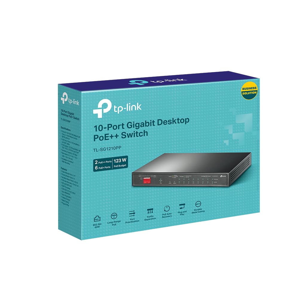Foto 4 pulgar | Conmutador Poe TP-Link TL-SG1210PP 8 Puertos 6 Poe+ 2 Poe++ 123 W - Venta Internacional
