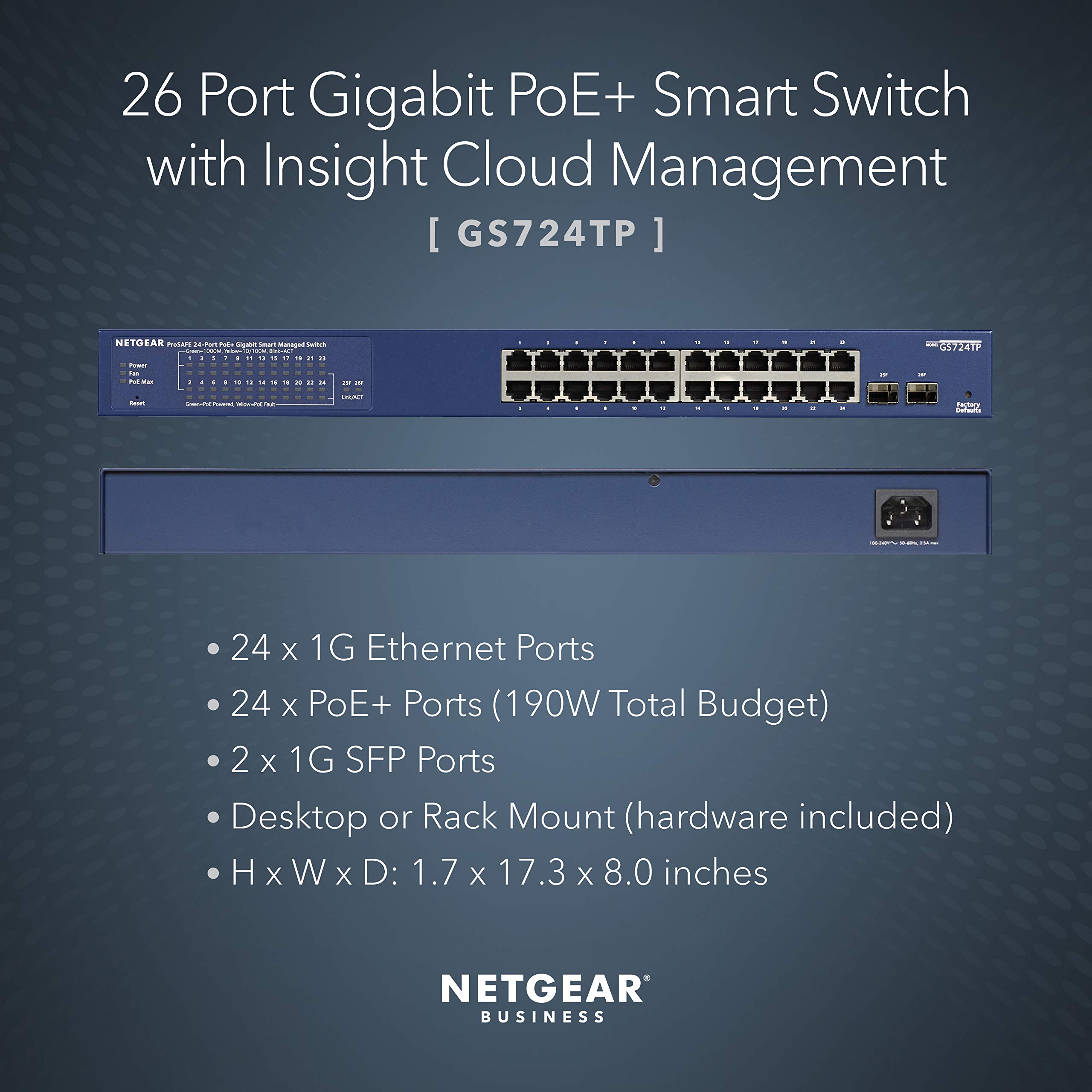Foto 2 | Conmutador Netgear GS724TP PoE+ Gigabit Ethernet de 26 Puertos - Venta Internacional