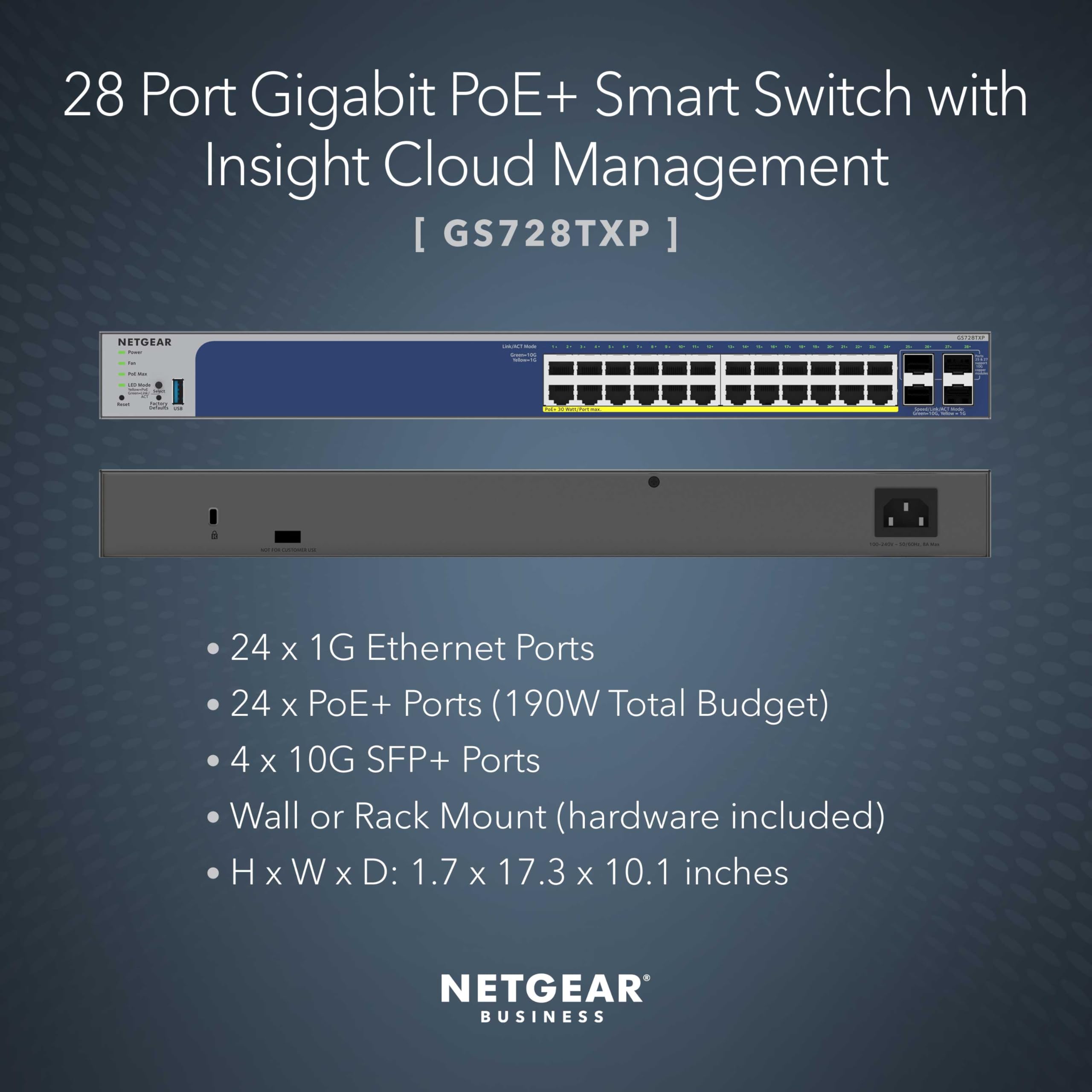 Foto 3 pulgar | Conmutador Netgear Poe Gigabit Ethernet Smart GS728TXP de 28 Puertos - Venta Internacional