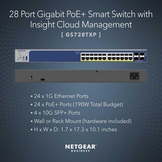 Foto 2 | Conmutador Netgear Poe Gigabit Ethernet Smart GS728TXP de 28 Puertos - Venta Internacional