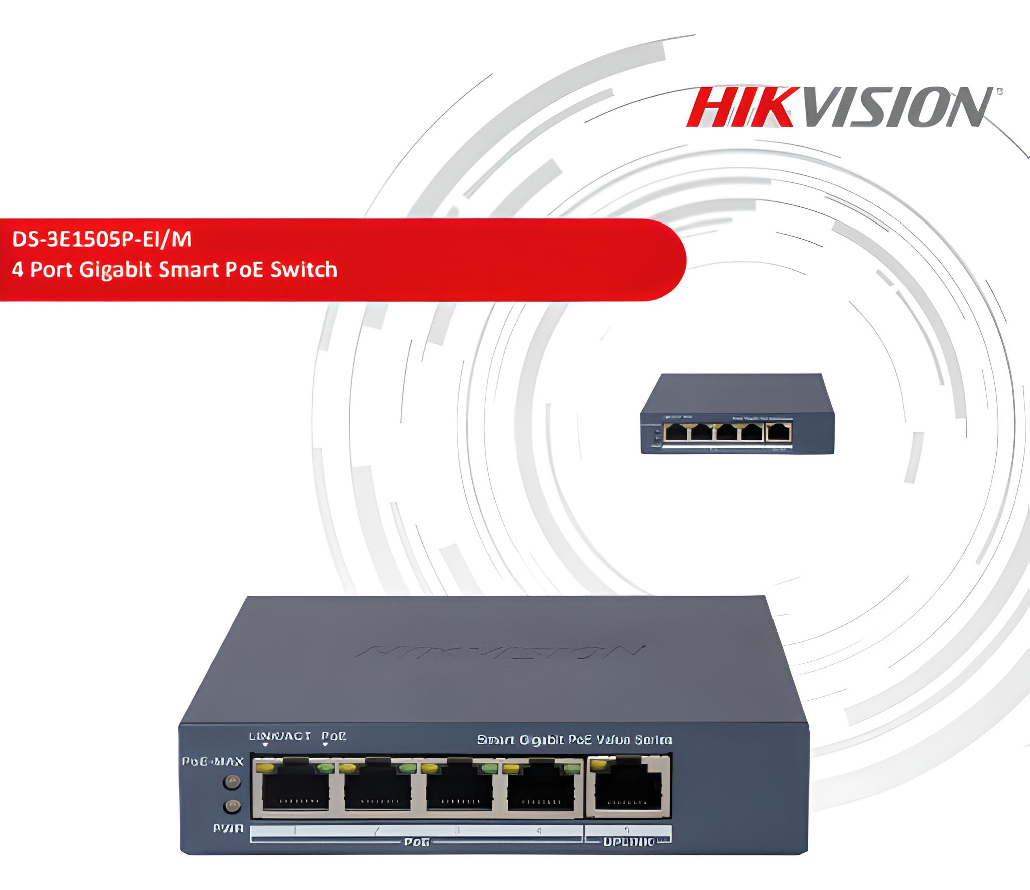 Foto 4 pulgar | Conmutador Switch Hikvision DS-3E1505P-EI/M 5 Puertos Gigabit Ethernet 10/100/1000 4 X Poe+ 45w