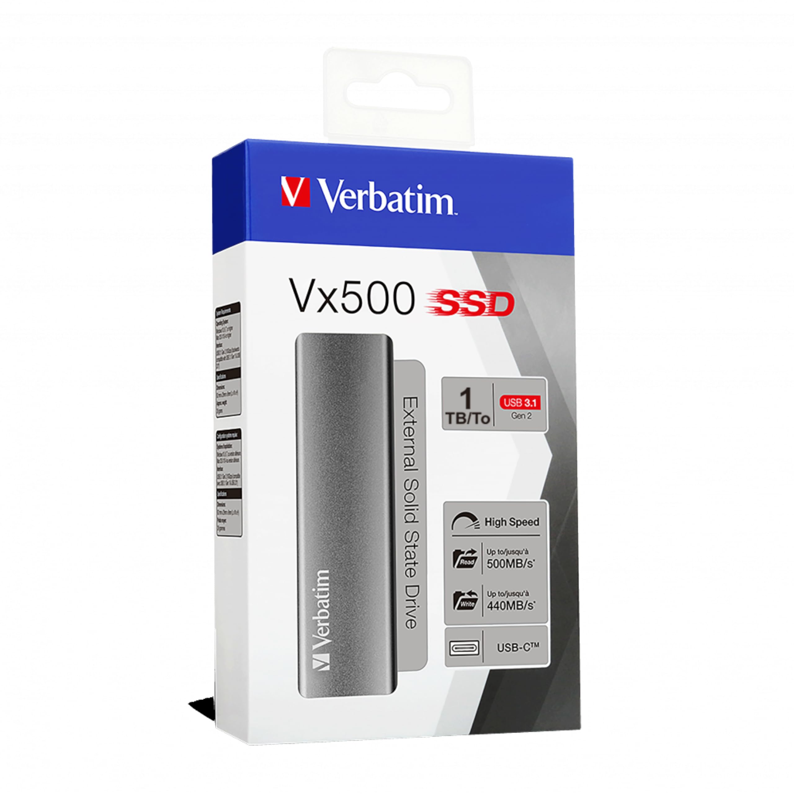 Foto 7 pulgar | Ssd Portátil Verbatim Vx500 De 1 Tb Usb 3.1 Gen 2, Color Gris Espacial - Venta Internacional.