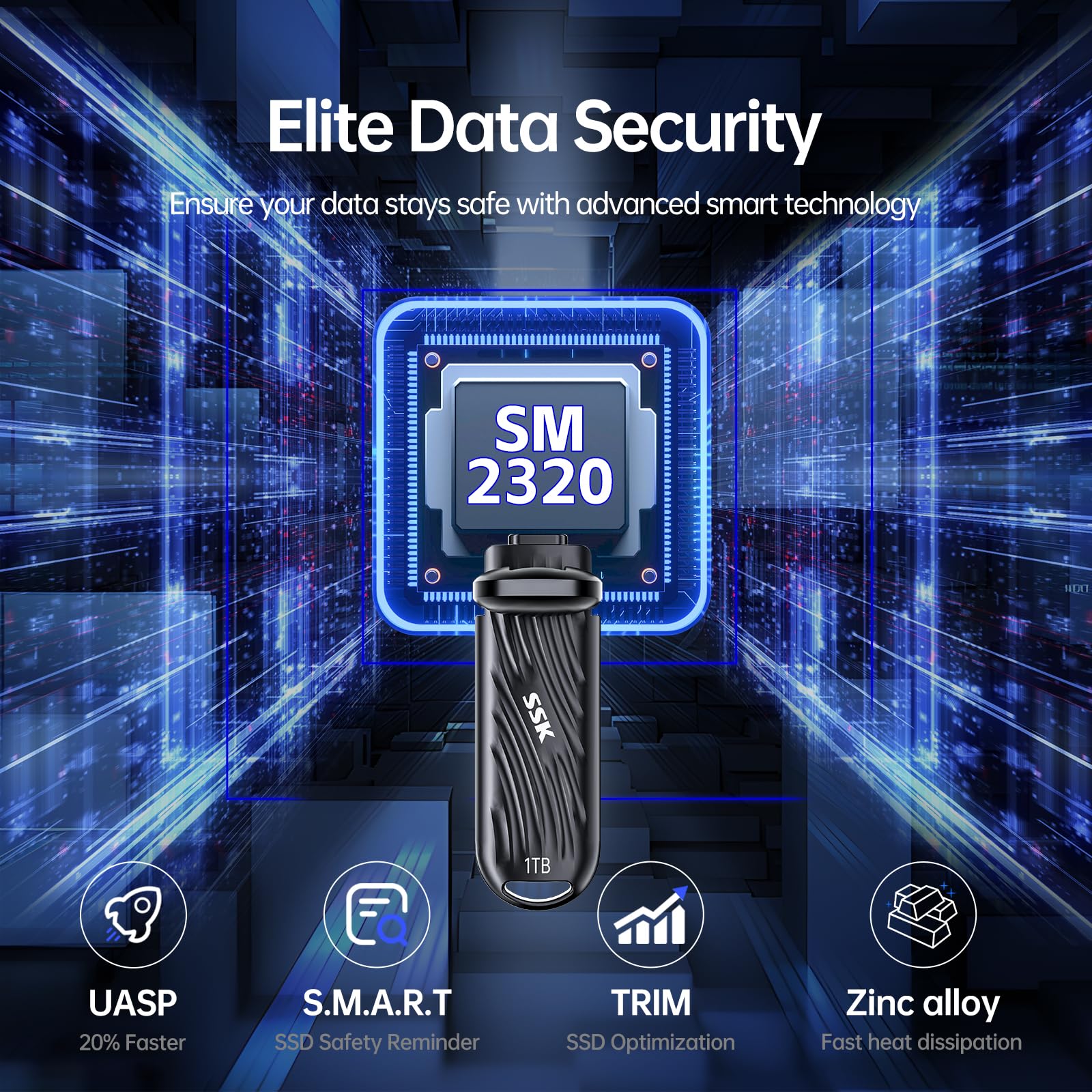 Foto 7 pulgar | Unidad Ssd Externa Ssk Usb-c 3.2 Gen2x2 De 1 Tb Hasta 2000 Mb/s - Venta Internacional.