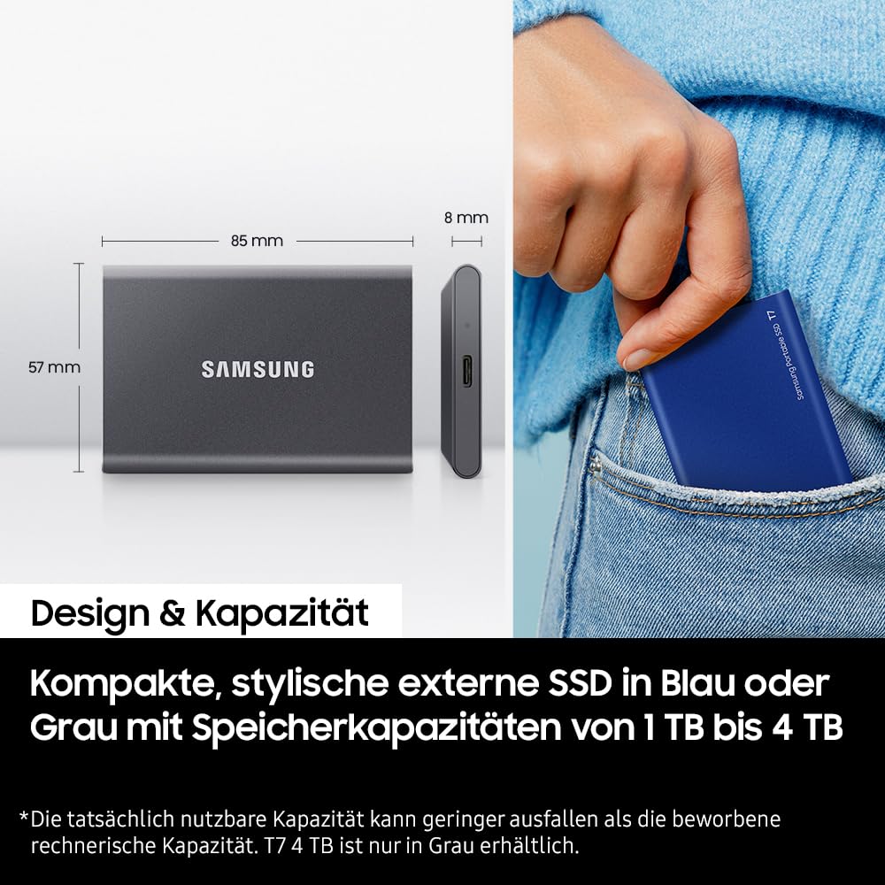 Foto 6 pulgar | Ssd Samsung T7 Portátil Usb 3.2 Gen. 2 De 1 Tb, Externo, Titanio - Venta Internacional.