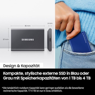 Foto 5 | Ssd Samsung T7 Portátil Usb 3.2 Gen. 2 De 1 Tb, Externo, Titanio - Venta Internacional.