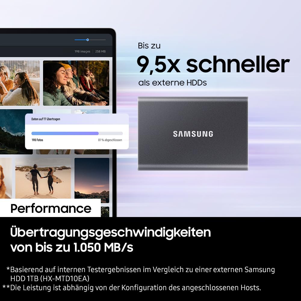 Foto 7 pulgar | Ssd Samsung T7 Portátil Usb 3.2 Gen. 2 De 1 Tb, Externo, Titanio - Venta Internacional.