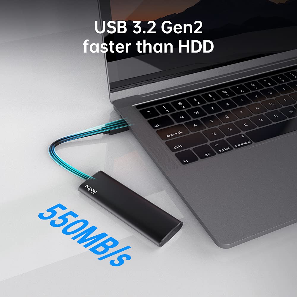 Foto 3 pulgar | Ssd Portátil Netac Slim de 500 Gb Usb 3.2 Gen 2 Tipo C de 10 Gbps - Venta Internacional
