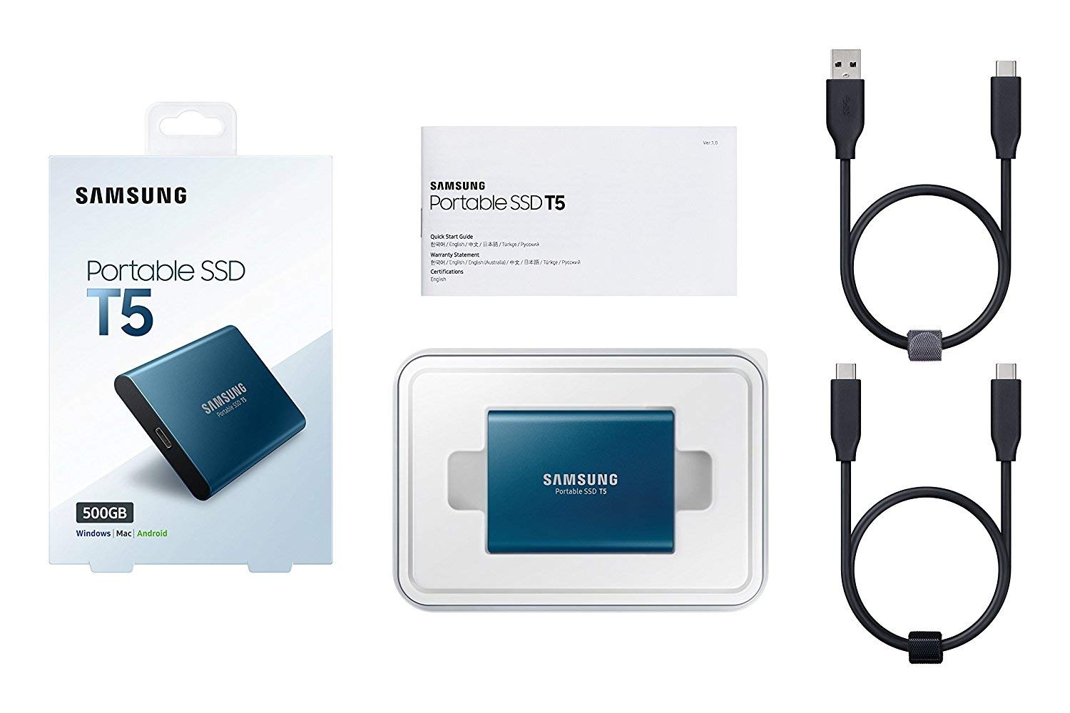 Foto 6 pulgar | Ssd Samsung T5 Portátil 500 Gb Usb 3.1 540 Mb/s Azul - Venta Internacional.