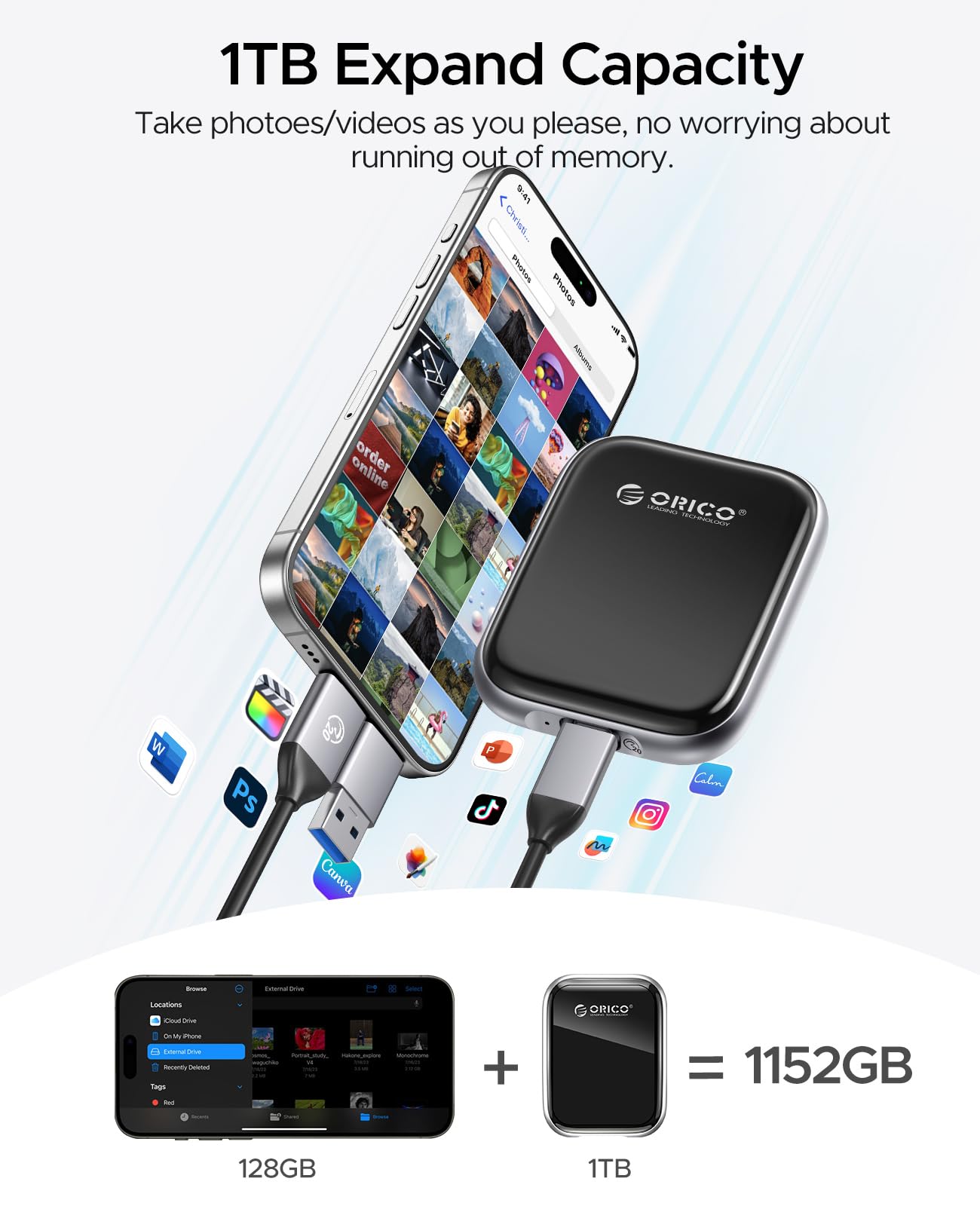 Foto 3 pulgar | Ssd Portátil Orico De 1 Tb Hasta 2000 Mb/s, Usb 3.2 Gen 2x2, 20 Gbps - Venta Internacional.