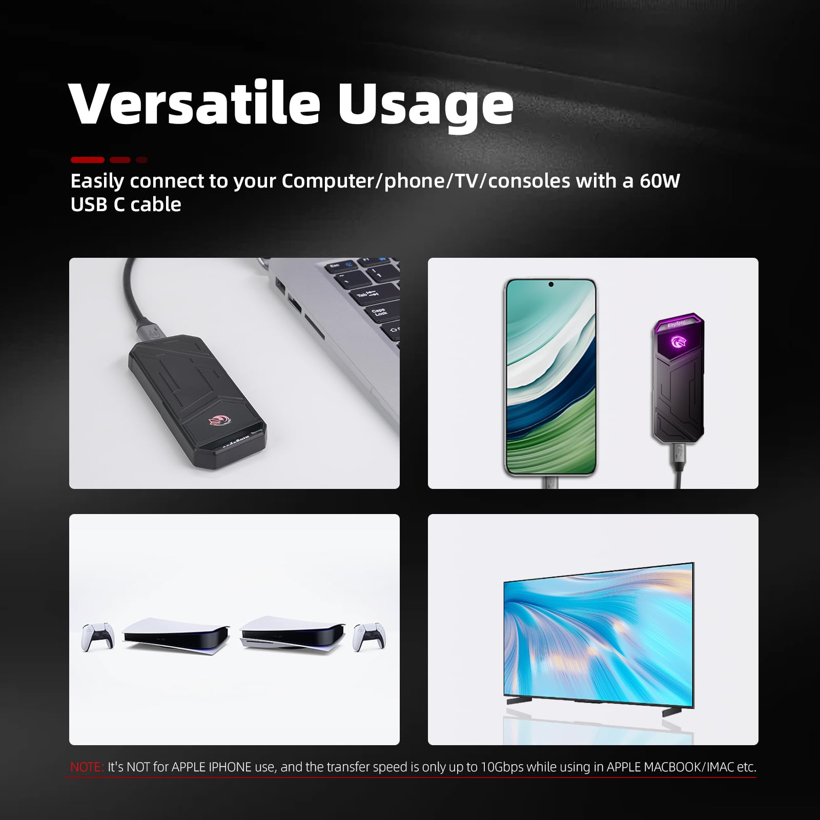 Foto 7 pulgar | Ssd Externo Portátil Kingspec Z5 De 4 Tb Con Luz Rgb De 2100 Mb/s - Venta Internacional.