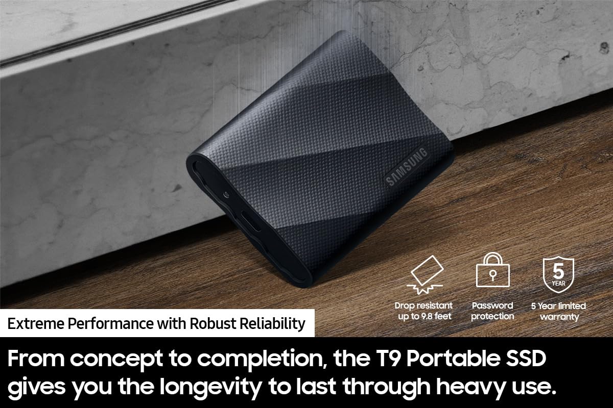 Foto 2 | Ssd Portátil Samsung T9 2tb Usb 3.2 Gen 2x2 Negro - Venta Internacional.