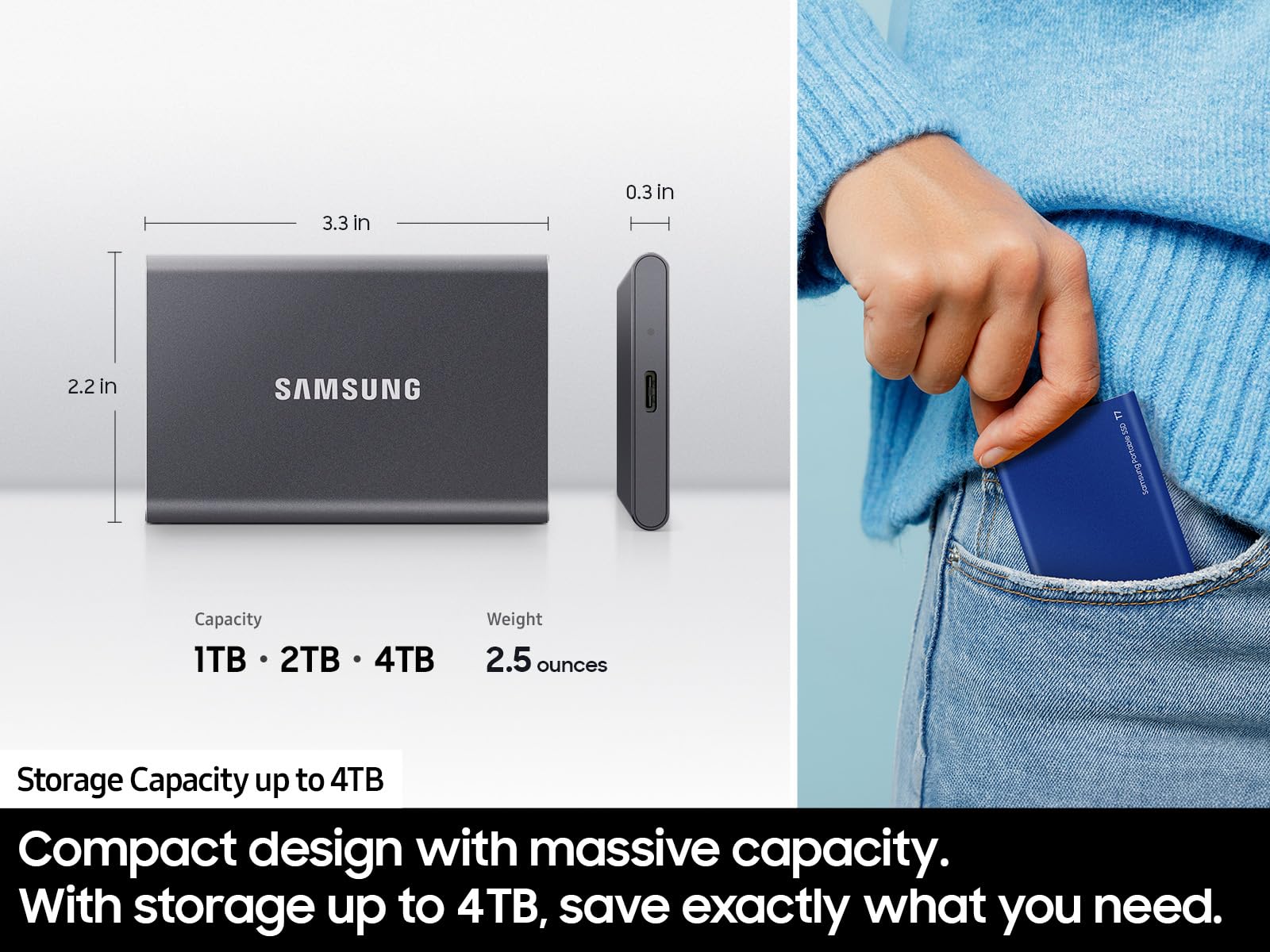 Foto 4 pulgar | Unidad De Estado Sólido Externa Samsung T7 2tb Usb 3.2 Gen 2 Blue - Venta Internacional.