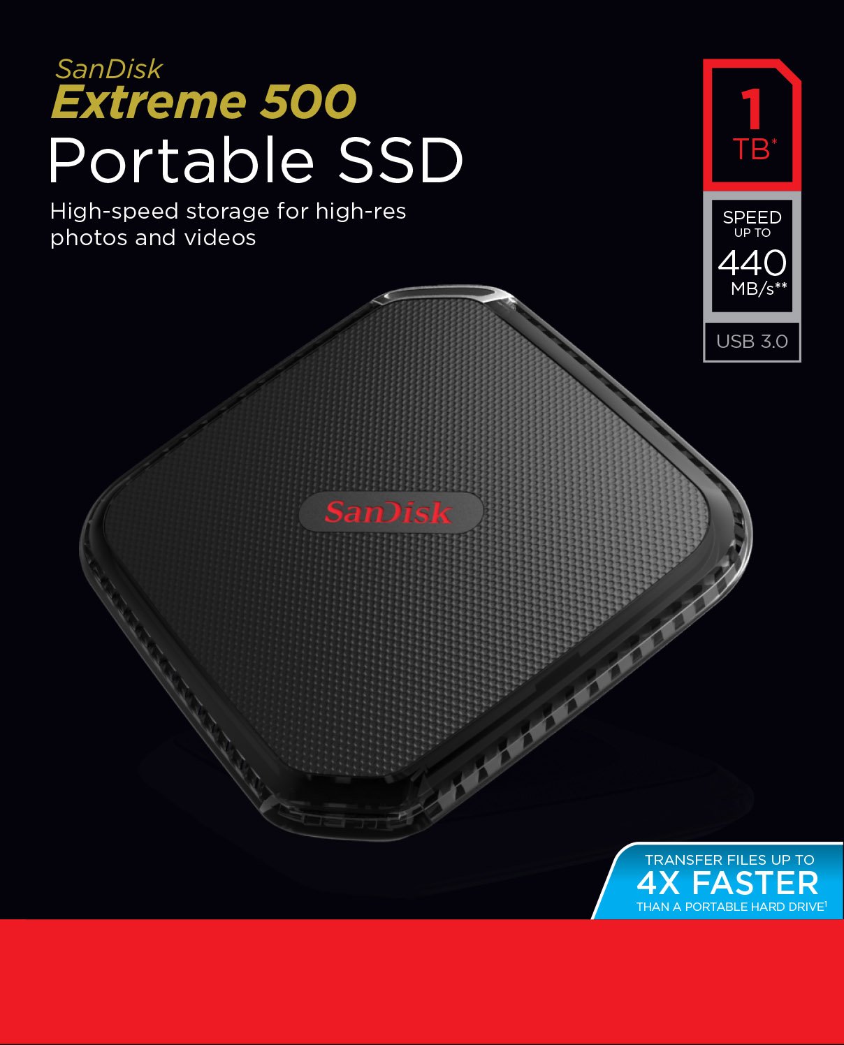 Foto 3 pulgar | Ssd Portátil Sandisk Extreme 500 De 1 Tb Sdssdext-1t00-g25 - Venta Internacional