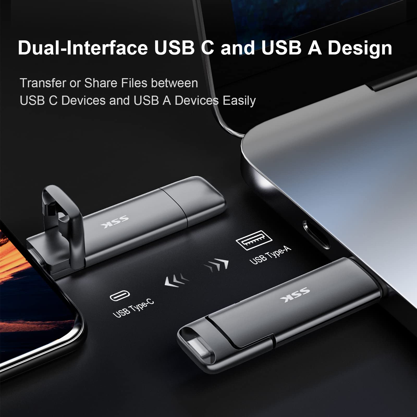 Foto 4 pulgar | Unidad Usb Ssd Ssk Externa De 1 Tb Usb Tipo C+ Usb A 3.2 Gen2 - Venta Internacional.