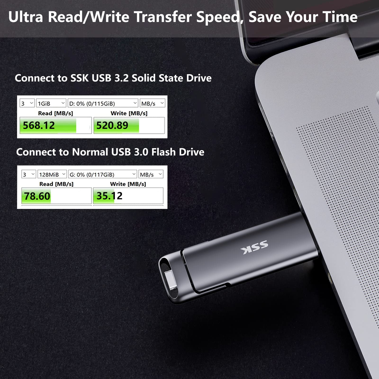 Foto 7 pulgar | Unidad Usb Ssd Ssk Externa De 1 Tb Usb Tipo C+ Usb A 3.2 Gen2 - Venta Internacional.