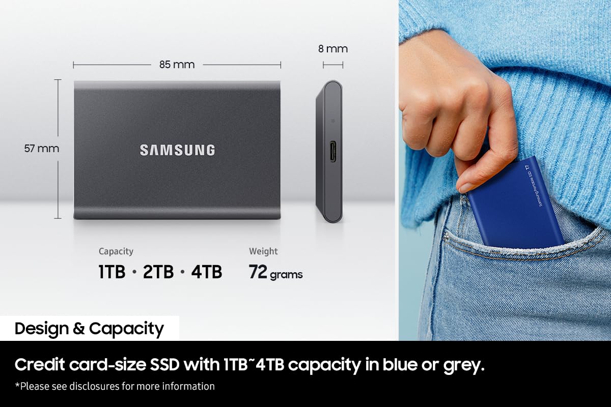 Foto 4 pulgar | Ssd Samsung T7 Portátil Usb 3.2 Gen. 2 De Titanio Externo De 2 Tb - Venta Internacional.
