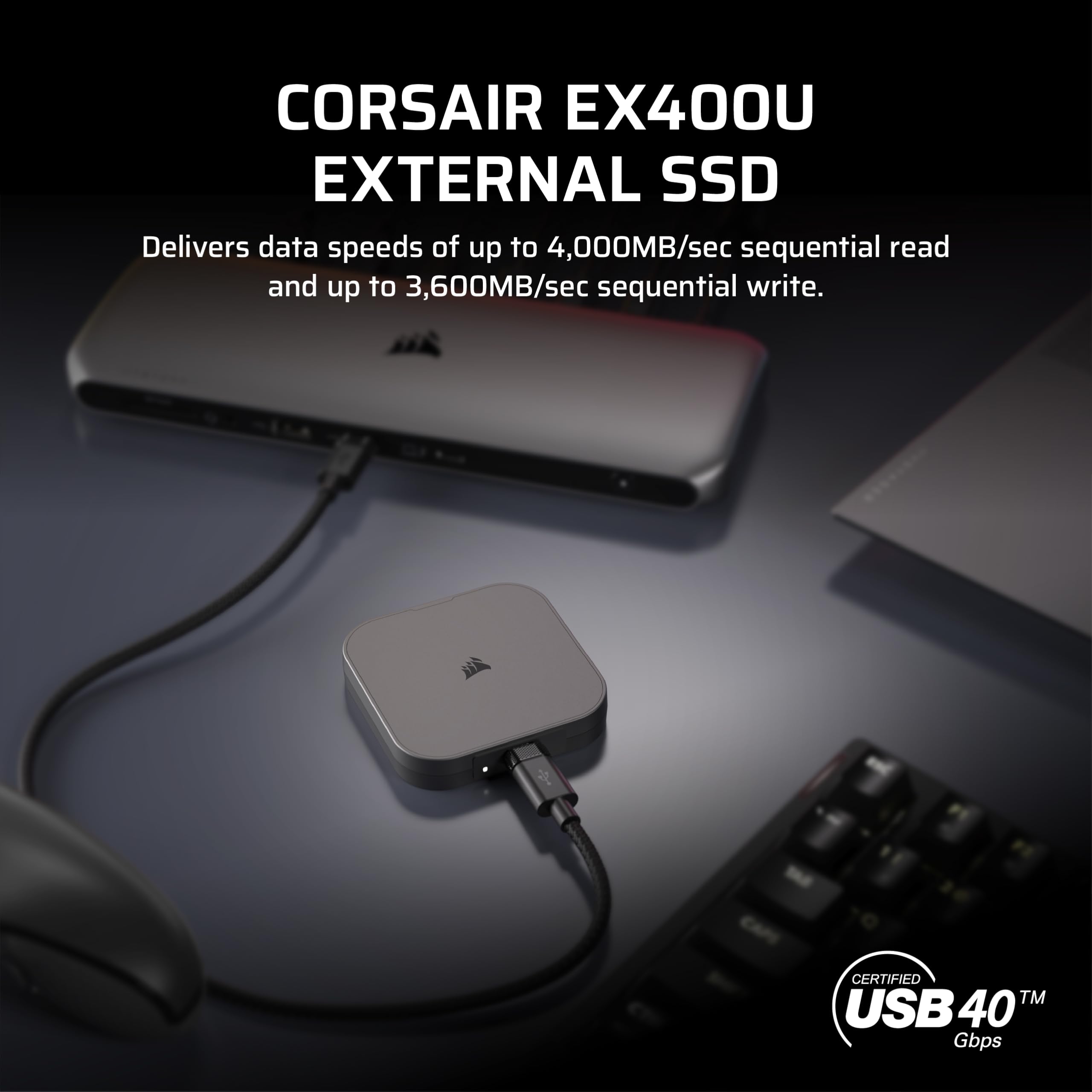 Foto 3 pulgar | Ssd Externo Portátil Corsair Ex400u 1tb Usb4 Type-c Gris - Venta Internacional.