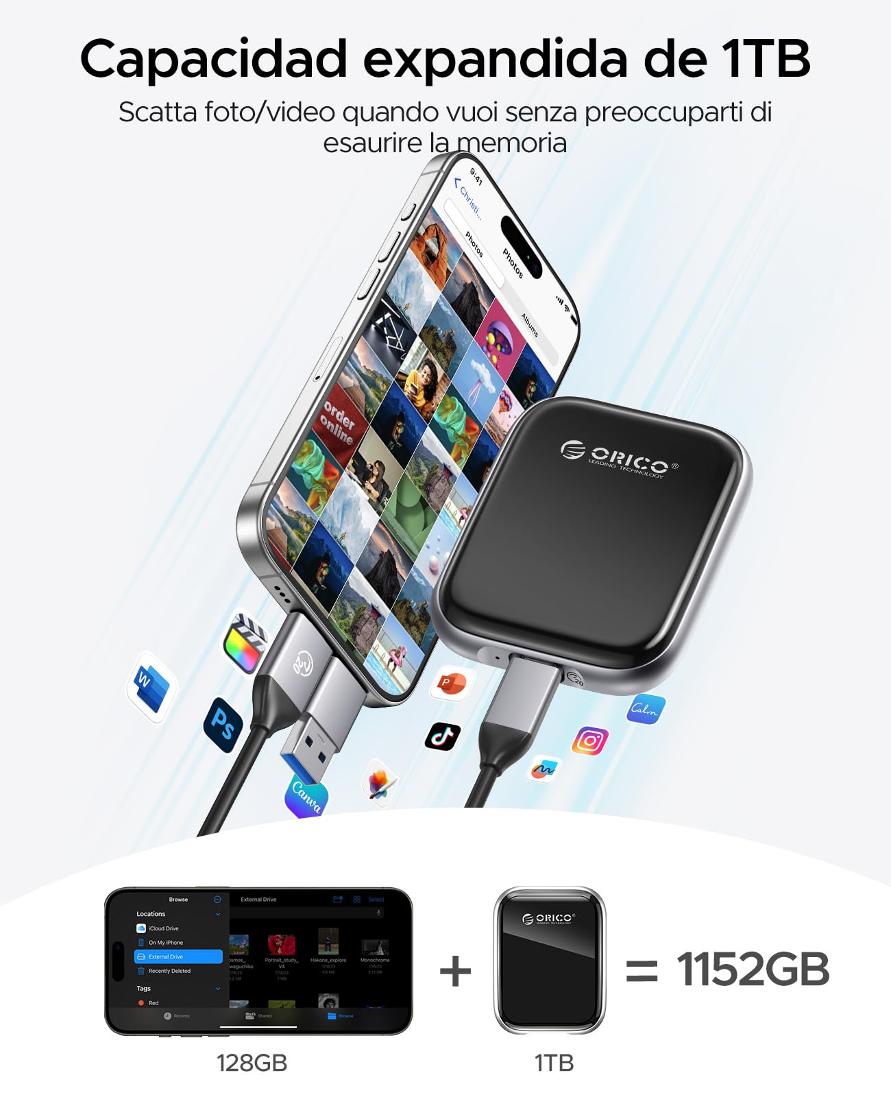 Foto 3 | Ssd Externo Orico De 512 Gb Portátil De Hasta 2000 Mb/s Usb 3.2 Gen 2x2 - Venta Internacional.