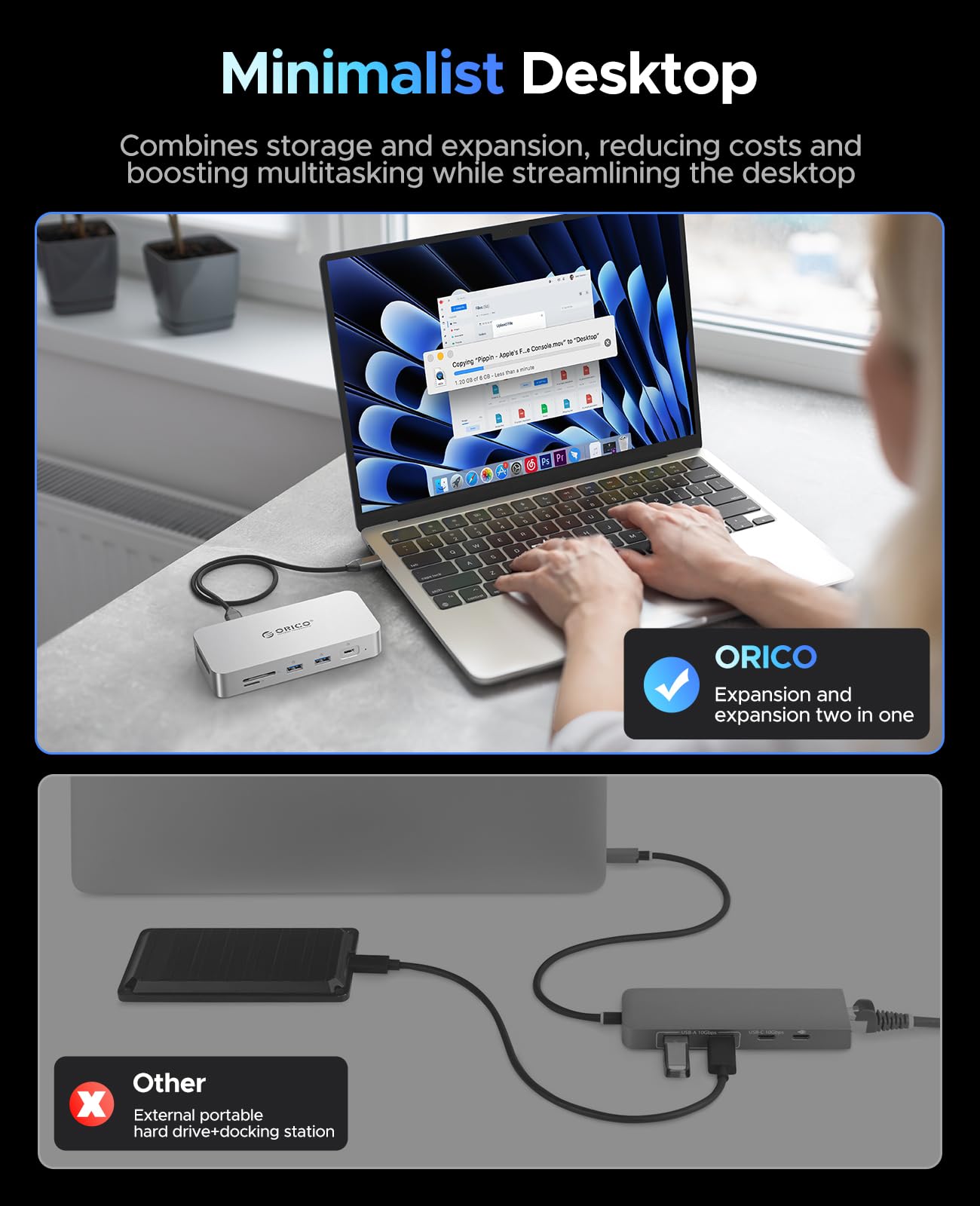 Foto 5 | Estación De Acoplamiento Ssd Externa Orico Sj10 De 1 Tb Con Hub 10 En 1 - Venta Internacional.