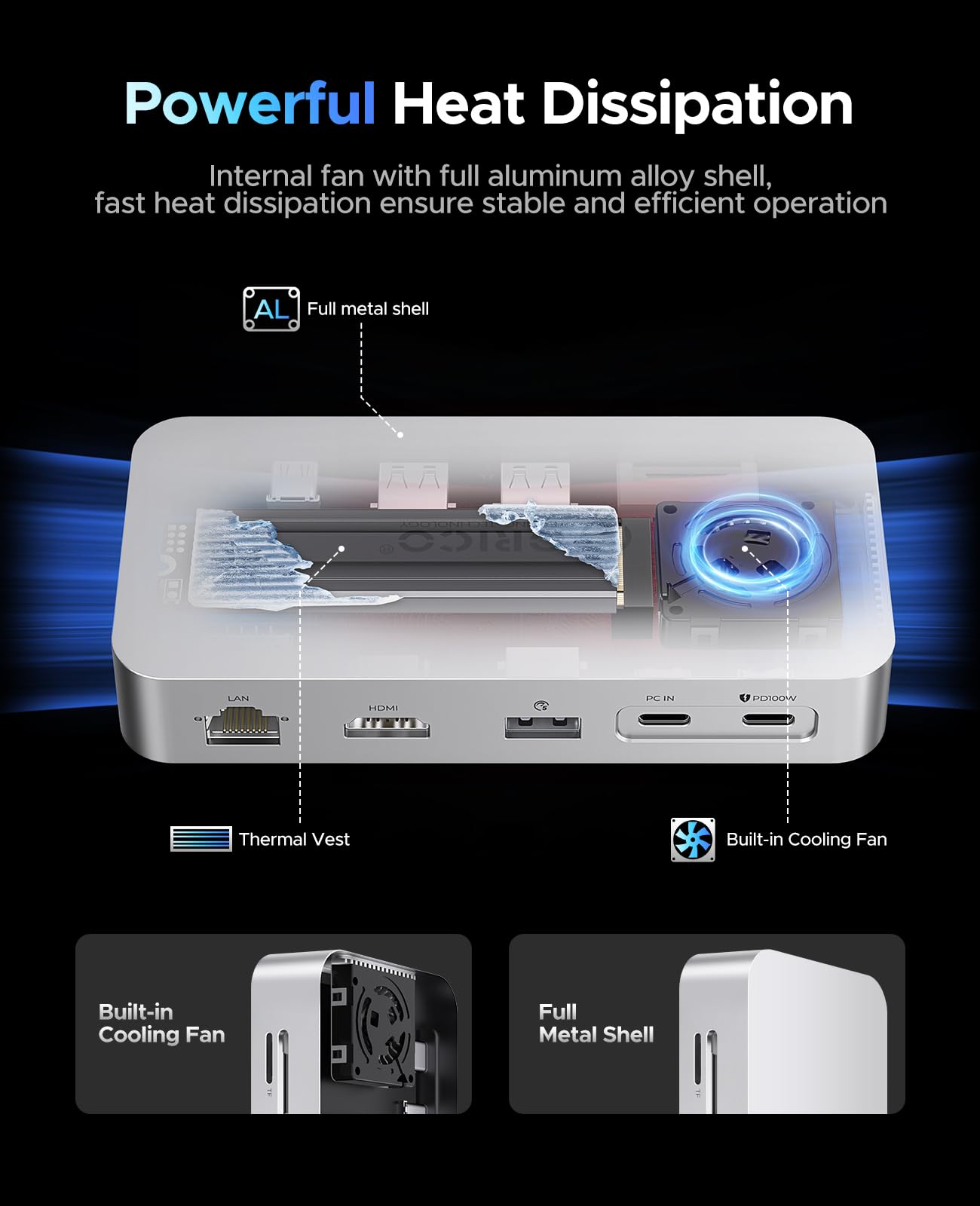 Foto 7 pulgar | Estación De Acoplamiento Ssd Externa Orico Sj10 De 1 Tb Con Hub 10 En 1 - Venta Internacional.