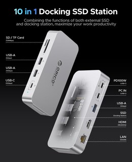 Foto 7 | Estación De Acoplamiento Ssd Externa Orico Sj10 De 1 Tb Con Hub 10 En 1 - Venta Internacional.