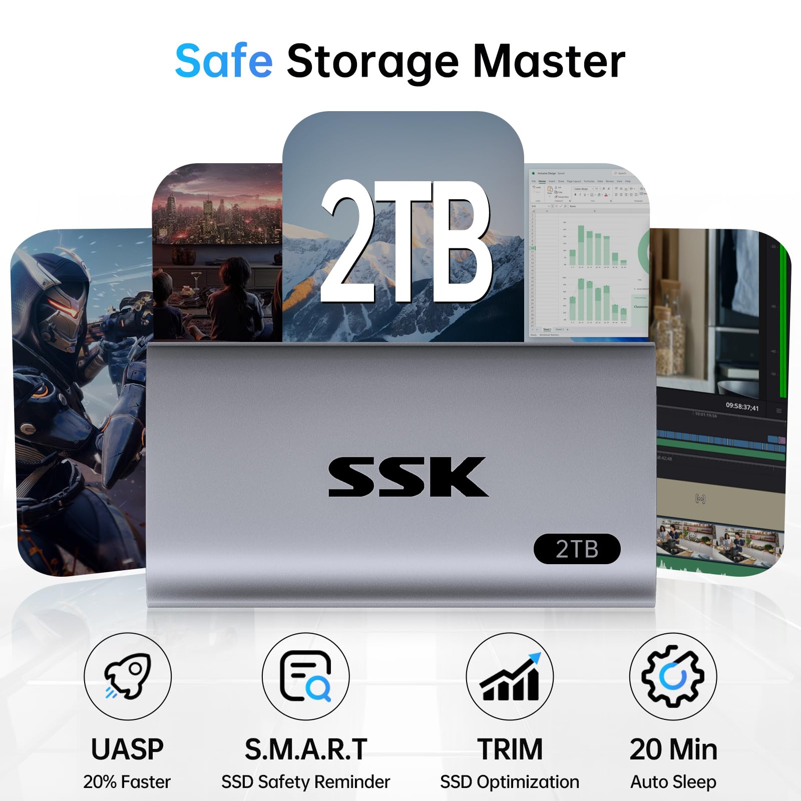 Foto 4 | Disco Duro Externo Ssd Ssk De 2 Tb Portátil Usb 3.2 Gen2 - Venta Internacional.