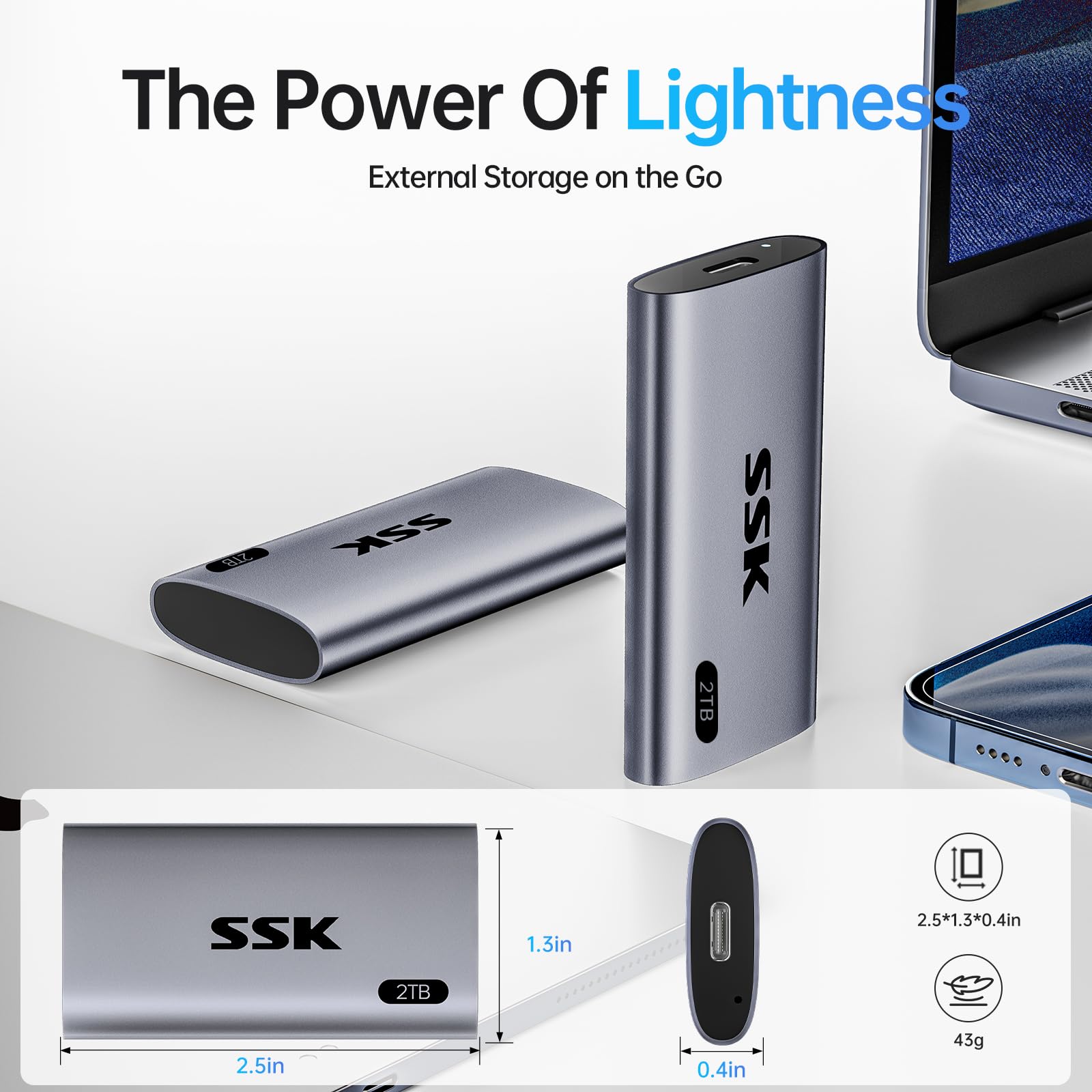 Foto 7 | Disco Duro Externo Ssd Ssk De 2 Tb Portátil Usb 3.2 Gen2 - Venta Internacional.