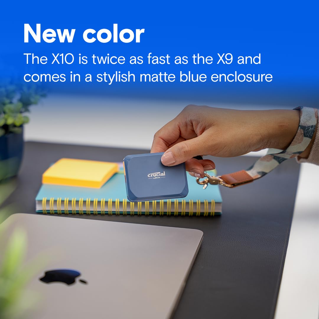 Foto 6 | Ssd Portátil Crucial X10 De 1 Tb Usb 3.2 Usb-c Azul - Venta Internacional.